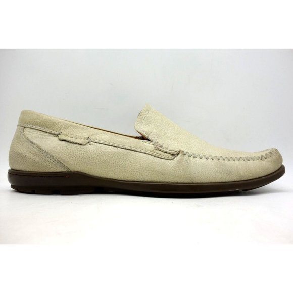 Ecco | Shoes | Ecco Beige Leather Dress Casual Moc Toe Slip  display picture 3